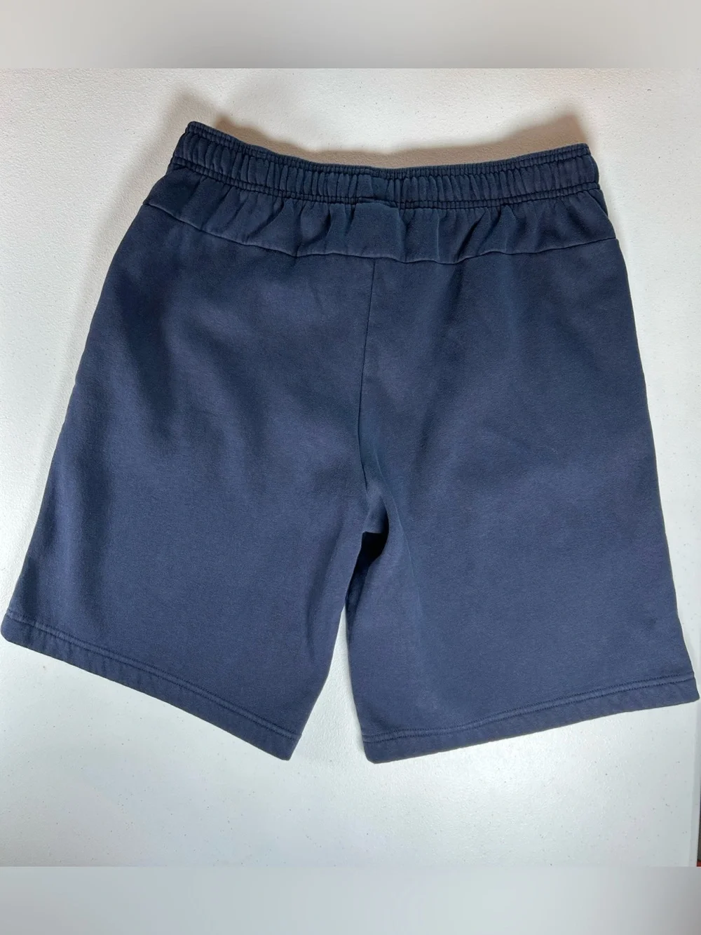 Adidas Men's Navy Blue Fleece Drawstring Shorts Size Large Logo Sweat Shorts